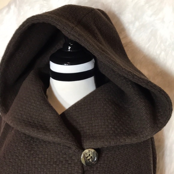 Bcbgmaxazia Brown Knit With Hoodie Sweater Coat - Picture 3 of 8